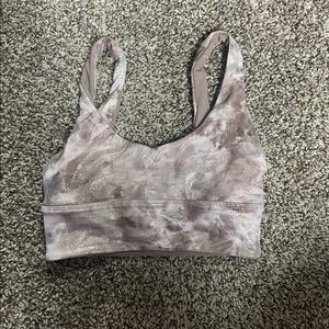 Lululemon Sports Bra Womens 2 Brown Reversible Scoop Neck Longline Tie Dye Yoga